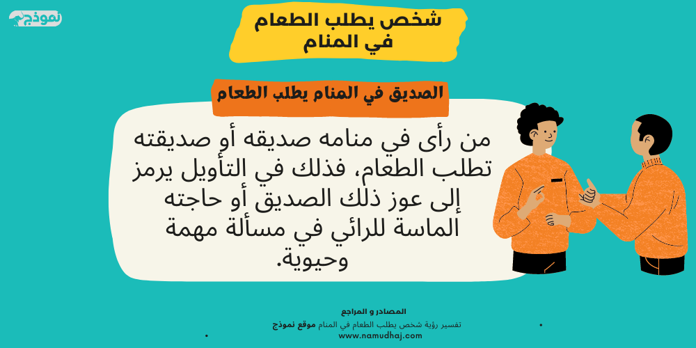 الصديق في المنام يطلب الطعام